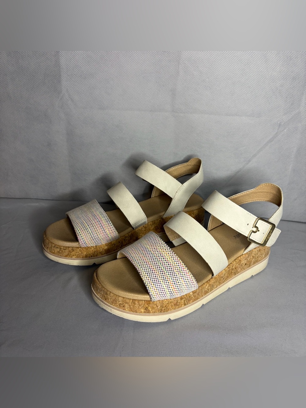 Dr. Scholl’s Womens Once Twice Ankle Strap Sandal with Multi-Color Accent